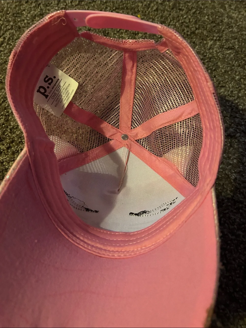 Pink Glitter Kitty Cap with Floral Accents - Kids